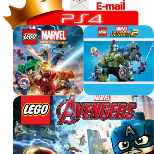 Capa LEGO Marvel Super Heroes 1 e 2 + LEGO Marvel Vingadores para PS4 - O Rei dos Games