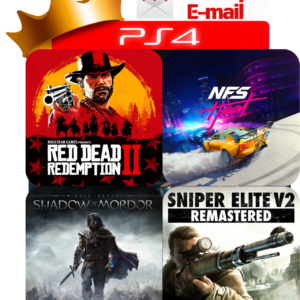 Capa Red Dead Redemption 2 + Need for Speed Heat + Sombras de Mordor + Sniper Elite V2 Remastered para PS4 - O Rei dos Games