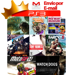 Capa de Lara Croft, LittleBigPlanet 3, Motorcycle Club, Tony Hawk, PAC-MAN Museum, Far Cry 3, MotoGP 14 e Watch Dogs para PS3 — O Rei dos Games