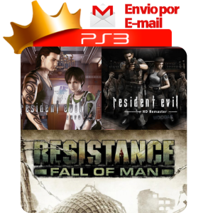 Capa de Resident Evil 0, Resident Evil HD Remaster e Resistance: Fall of Man para PS3 — O Rei dos Games