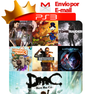 Capa de Resident Evil 0, DuckTales, Tomb Raider, LittleBigPlanet 3, Battlefield Hardline, Resident Evil Revelations e DmC para PS3 — O Rei dos Games