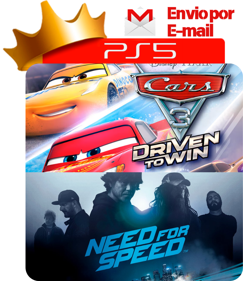 Capa Carros 3: Correndo para Vencer + Need for Speed para PS5 - O Rei dos Games