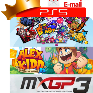 Capa Super Bomberman R + Alex Kidd in Miracle World DX + MXGP 3 para PS5 - O Rei dos Games