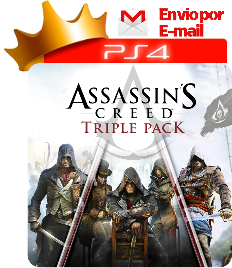 Assassins Creed Black Flag + Unity + Syndicate para PS4 - O Rei dos Games