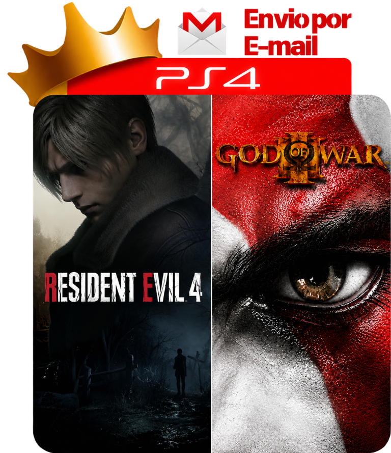 Resident Evil 4 Remake + God of War 3 Remastered para PS4 - O Rei dos Games
