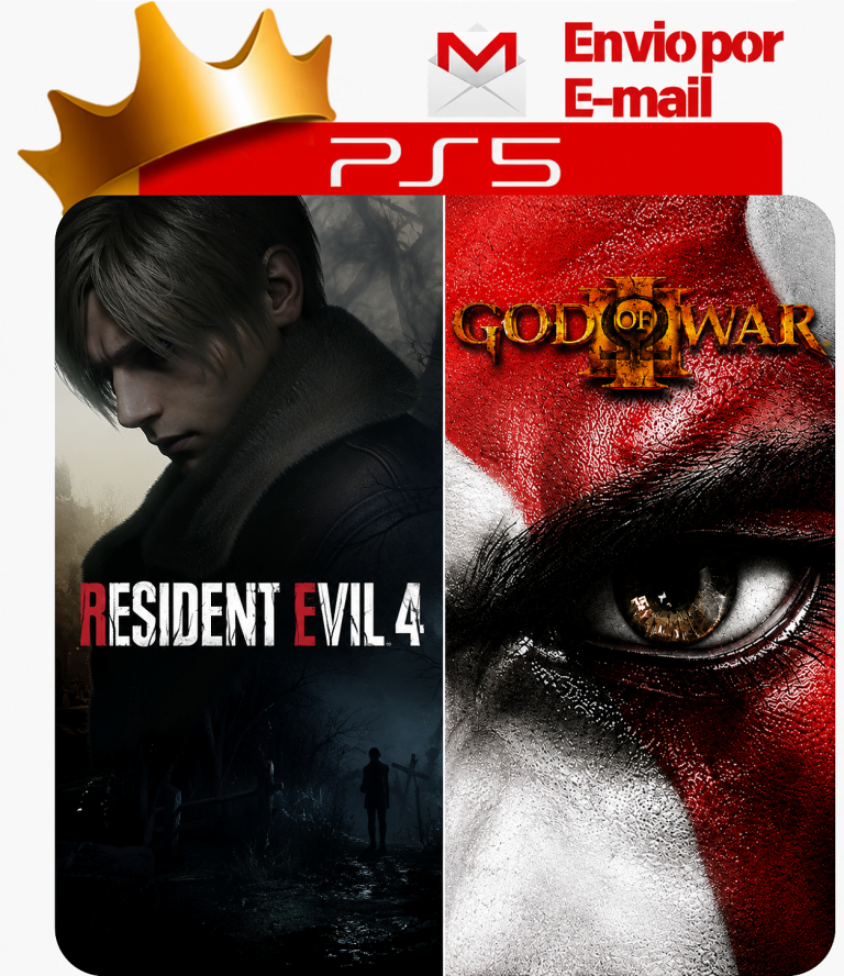 Resident Evil 4 Remake + God of War 3 Remastered para PS5 - O Rei dos Games