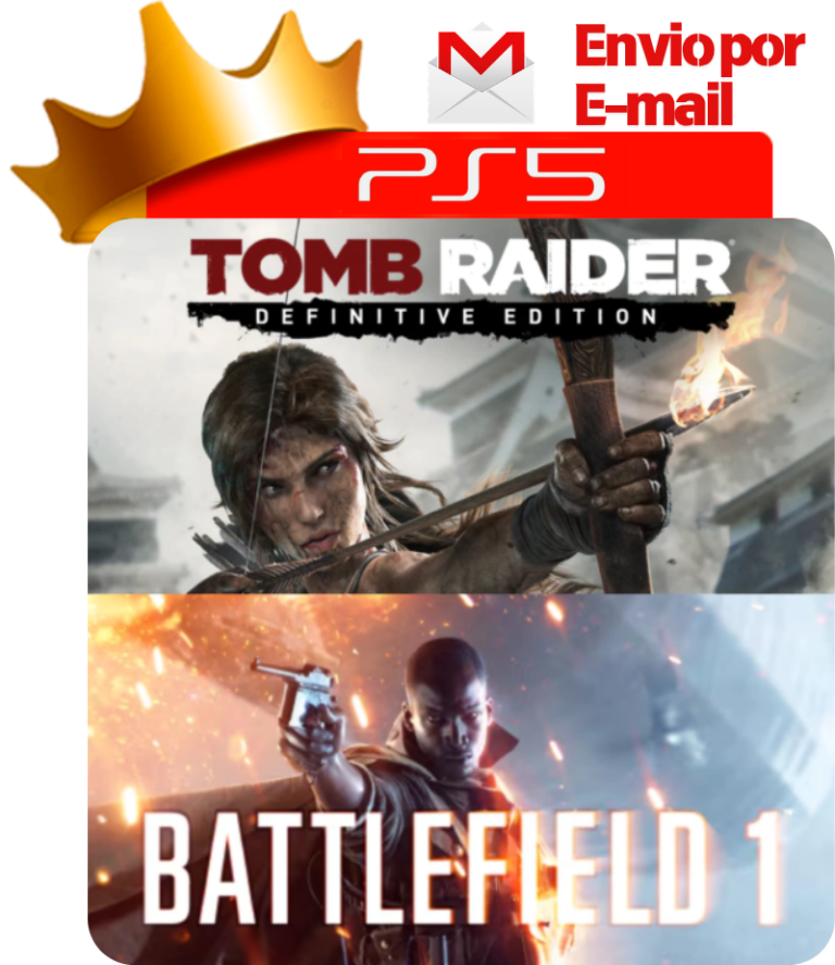 Tomb Raider Definitive Edition + Battlefield 1 para PS5 - O Rei dos Games