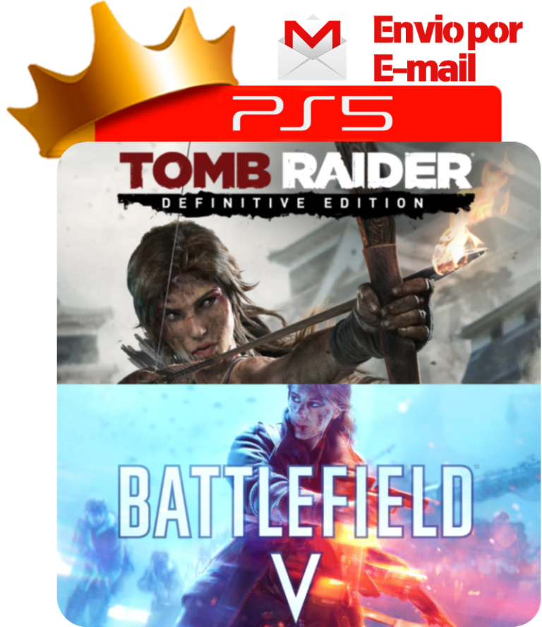 Tomb Raider Definitive Edition + Battlefield 5 para PS5 - O Rei dos Games