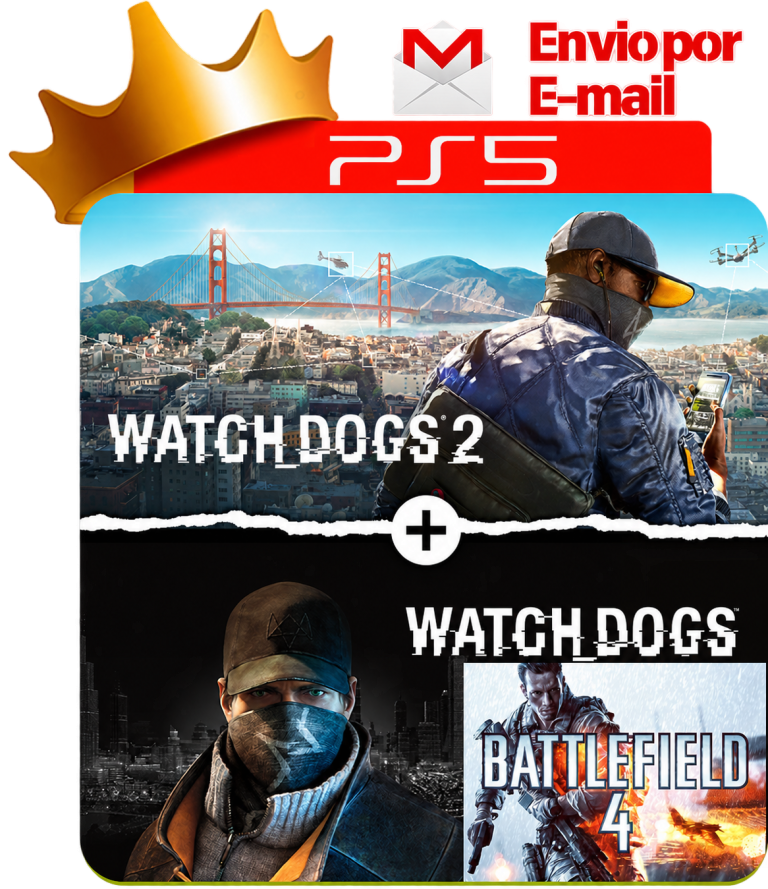 Watch Dogs + Watch Dogs 2 + Battlefield 4 para PS5 - O Rei dos Games